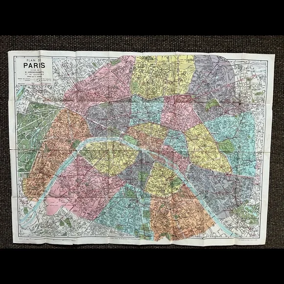Beautiful map of Paris NewBo Paris monumental vintage - Picture 2 of 15